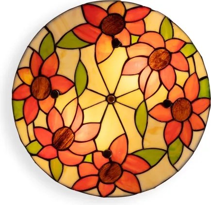 BRILAGI - Tiffany plafonieră din vitralii SUNFLOWER 2xE27/60W/230V Ø 40 cm