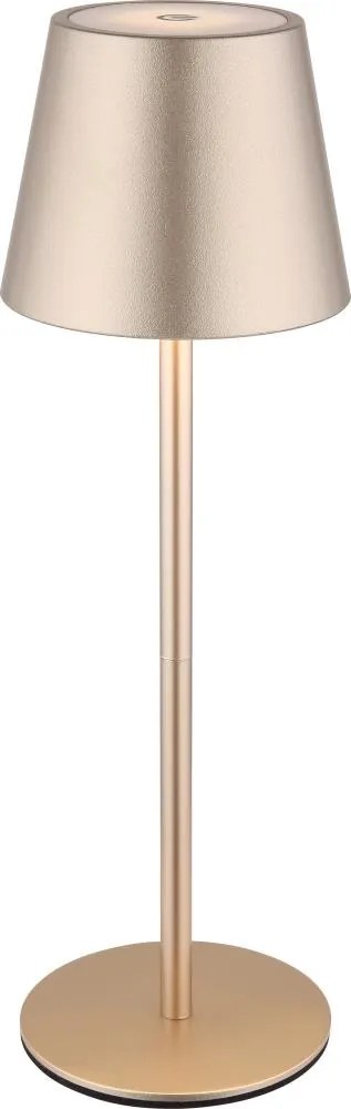 Globo 58488CH-LED VANNIE — Lampă de masă reîncărcabilă, dimmabilă, pentru exterior, 3W/5V, IP54, 1800mAh, alamă