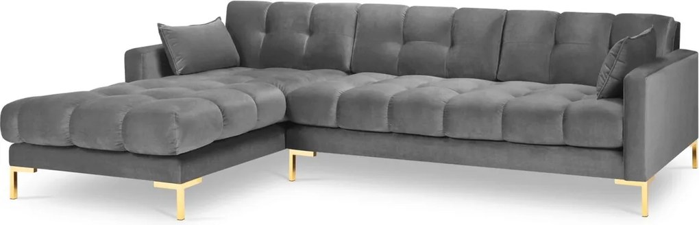 Coltar stanga 5 locuri, Mamaia, Micadoni Home, GL, 293x185x75 cm, catifea, gri deschis