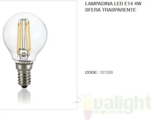 Bec LED CLASSIC E14 4W SFERA TRASPARENTE 3000K 101200