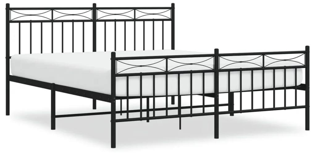 373711 vidaXL Cadru pat metalic cu tăblie de cap/picioare, negru, 150x200 cm