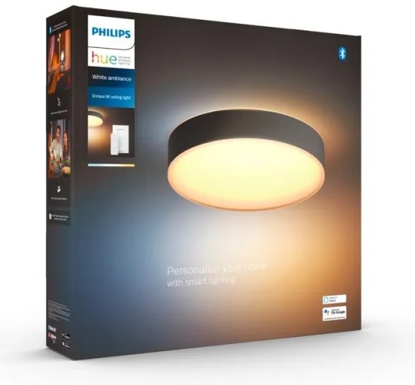 Philips Hue ENRAVE M LED 19,2W 230V plafonieră neagră cu dimmer + DO