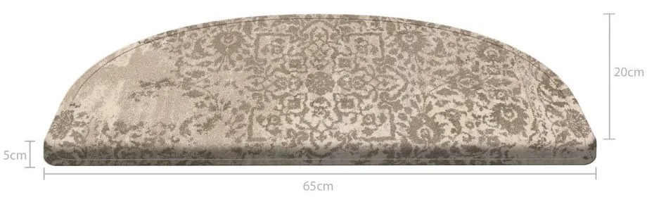 Covorașe pentru scări bej în set de 16 bucăți 65x20 cm Floral Path - Vitaus