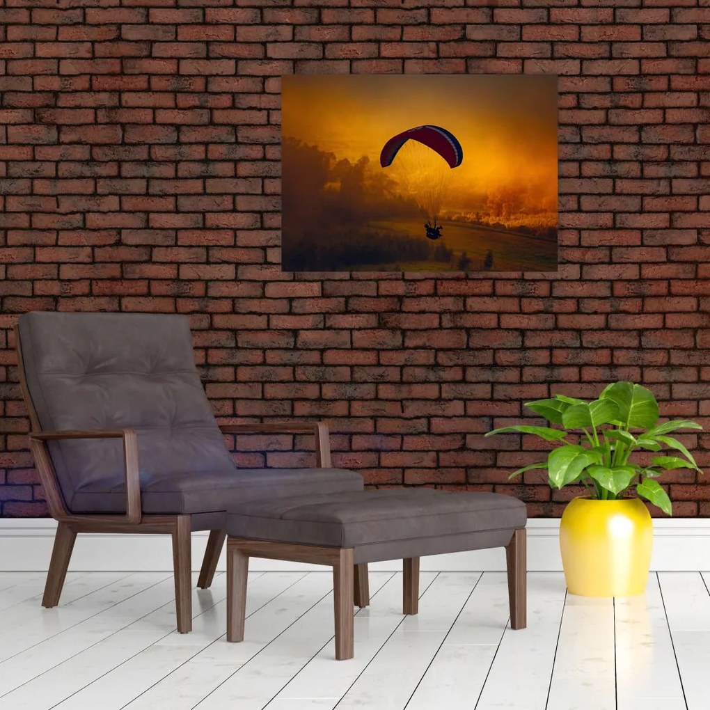 Tablou cu parașutistul în apus de soare (70x50 cm)