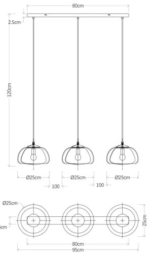 Lustră pe cablu Globo 15743-3H JELLA 3xE14/40W/230V