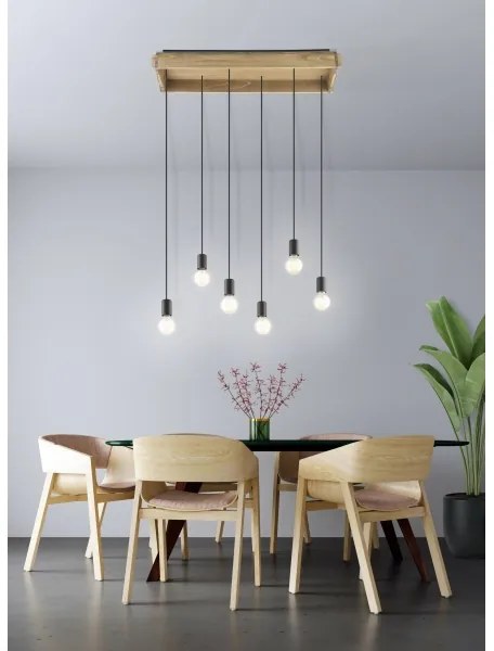 Eglo 43592 - Lustră pe cablu WOOTTON 6xE27/40W/230V