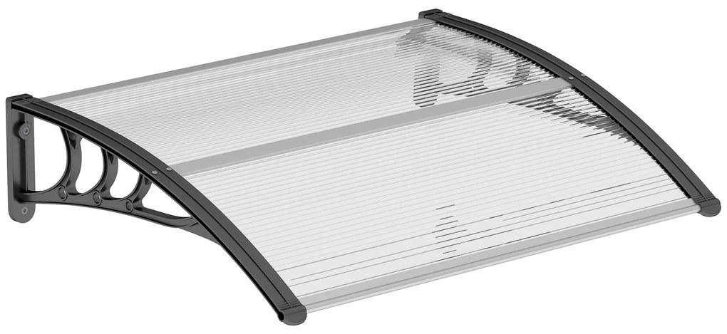 Marquisul de la Outsunny - design curbat rotund, dim. 100L x 80l x 23H cm, policarbonat plastic negru | Aosom Romania