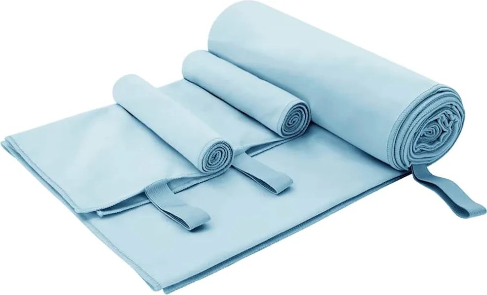 vidaXL Set de Prosoape Sport 3 pcs albastru Poliester și poliamidă