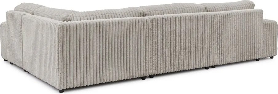 Colțar gri deschis cu tapițerie din catifea reiată (cu colț pe partea dreaptă/în formă de "U") Justin – Ropez