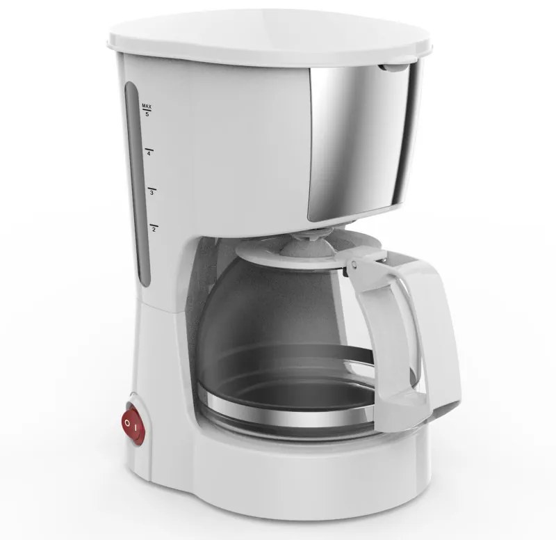 Cafetiera Rosberg R51170F, 600W, 600 ml, Vas din sticla, Filtru de plastic, Alb