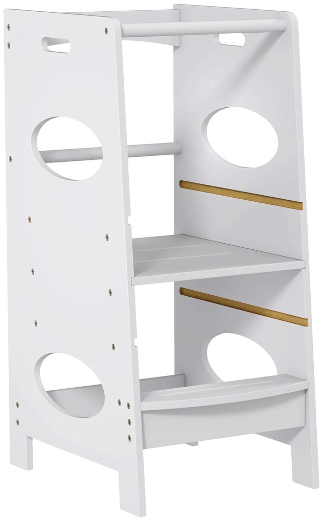 HOMCOM Turn de Învățare pentru Copii cu Înălțime Reglabilă pe 3 Nivele, 40x50x90 cm, Gri | Aosom Romania