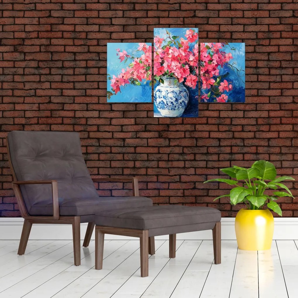 Tablou - Vază cu flori roz (90x60 cm)