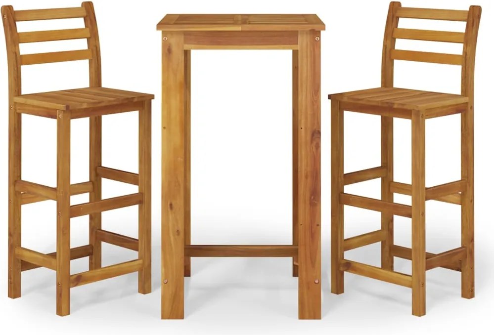 vidaXL Set bar de grădină, 3 piese, lemn masiv de acacia