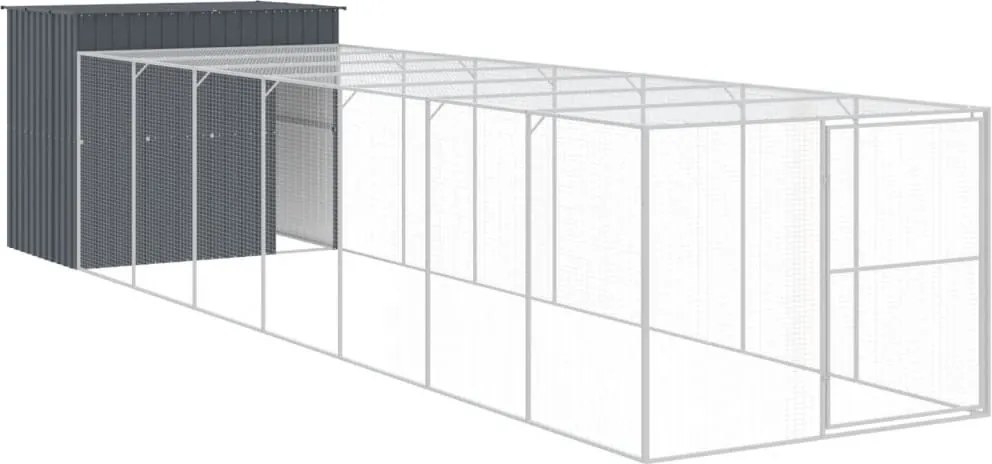 vidaXL Cușcă de câine cu țarc antracit 214x865x181 cm oțel galvanizat