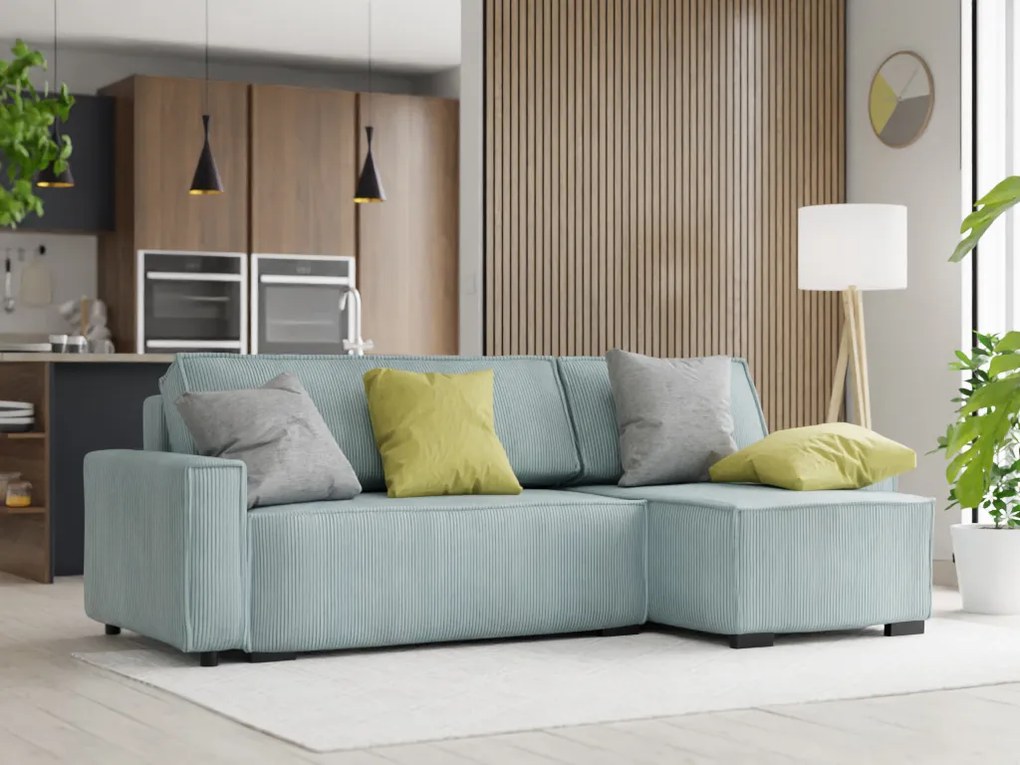 Canapea extensibila cu colt bilateral Culoare Albastru Deschis, SMART
