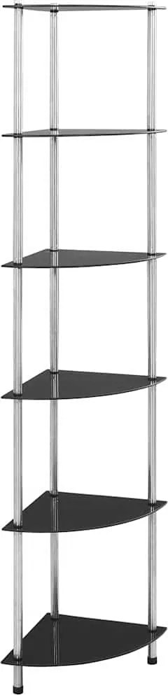 vidaXL Raft cu 6 niveluri, negru, 30 x 30 x 160 cm, sticlă securizată