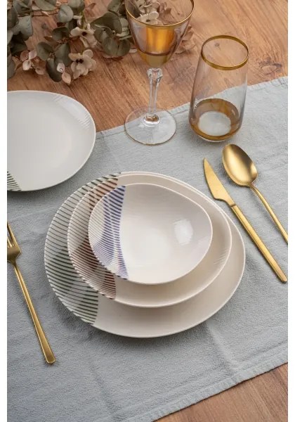 Set de veselă, 24 piese, porțelan multicolor