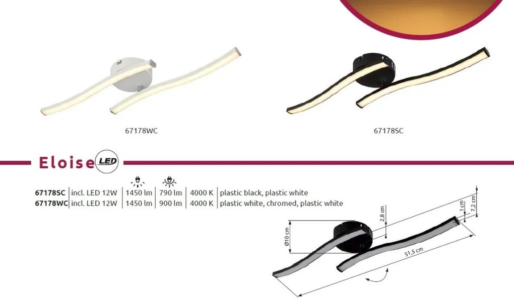 Plafoniera LED design minimalist ELOISE alb