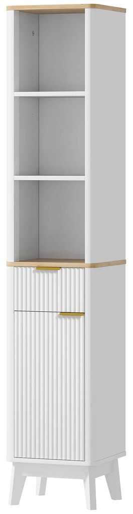 HOMCOM Dulap baie mobilier baie cu coloană cu 3 rafturi, sertar și 2 rafturi ajustabile 33 x 30 x 170 cm alb | Aosom Romania