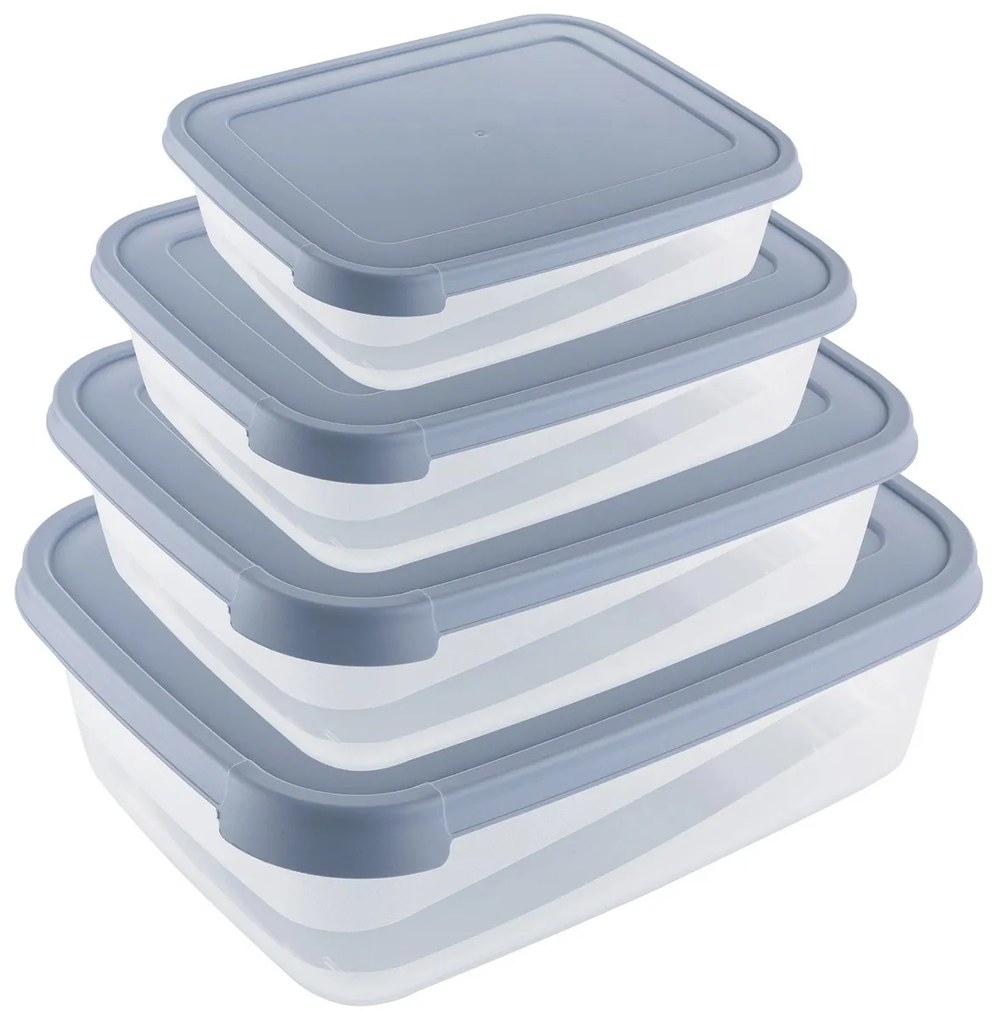 Set 4 caserole din plastic, 0,3/0,6/1,2/2 l