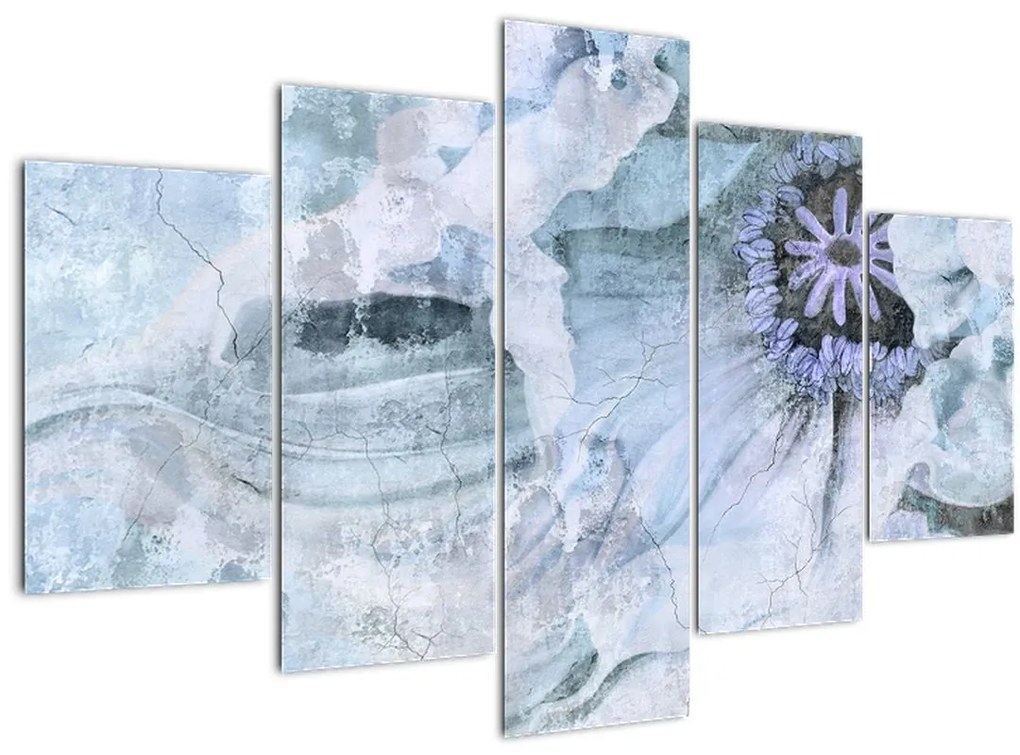 Tablou - Frescă florală pe un perete de cărămidă (150x105 cm)