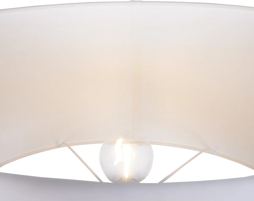 Lampă de podea bej cu abajur oval alb din in 50cm - Thijmen
