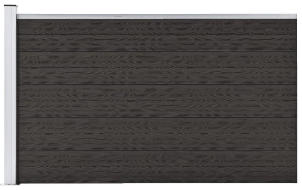vidaXL Set de panouri de gard, negru, 175x105 cm, WPC