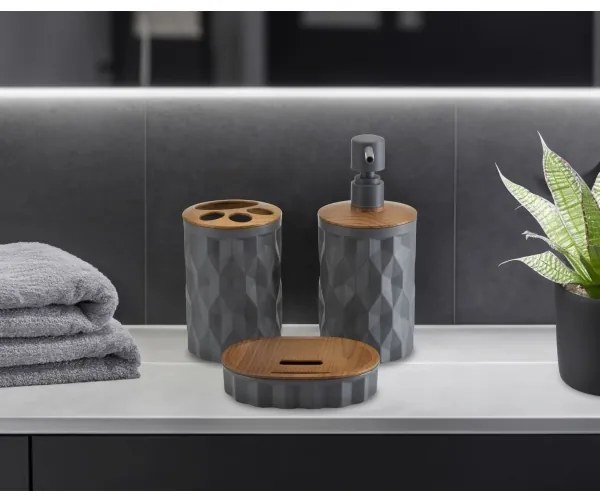 Set de baie REINA 5 buc. antracit/maro