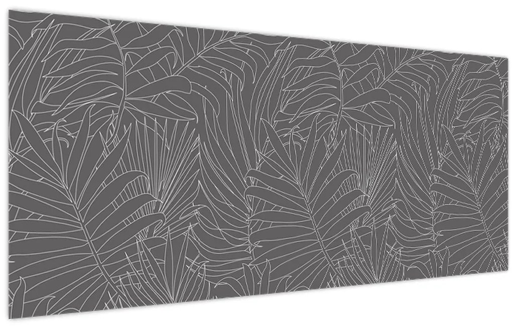 Tablou - Frunze de palmier gri (120x50 cm)