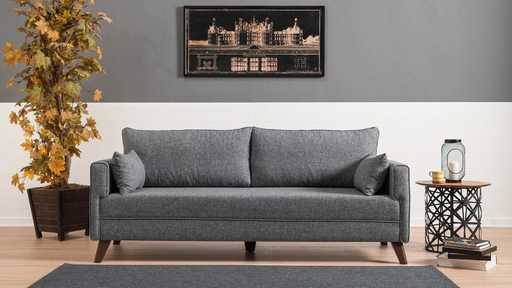 Canapea cu 3 Locuri Bella, Gri, 208 x 85 x 78 cm