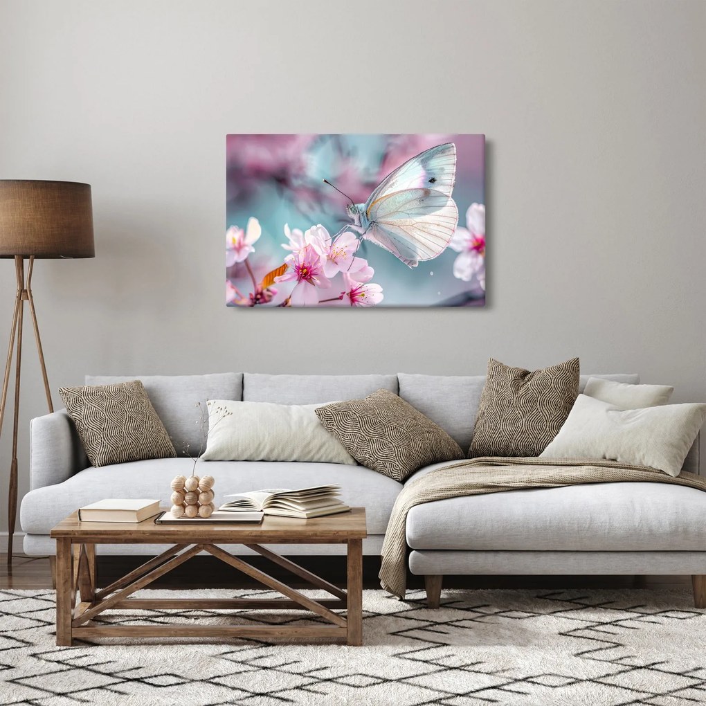 Tablou - Fluture pe un cireș (90x60 cm)