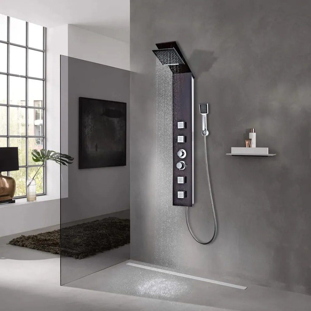 142374 vidaXL Sistem cu panel de duș, sticlă, maro
