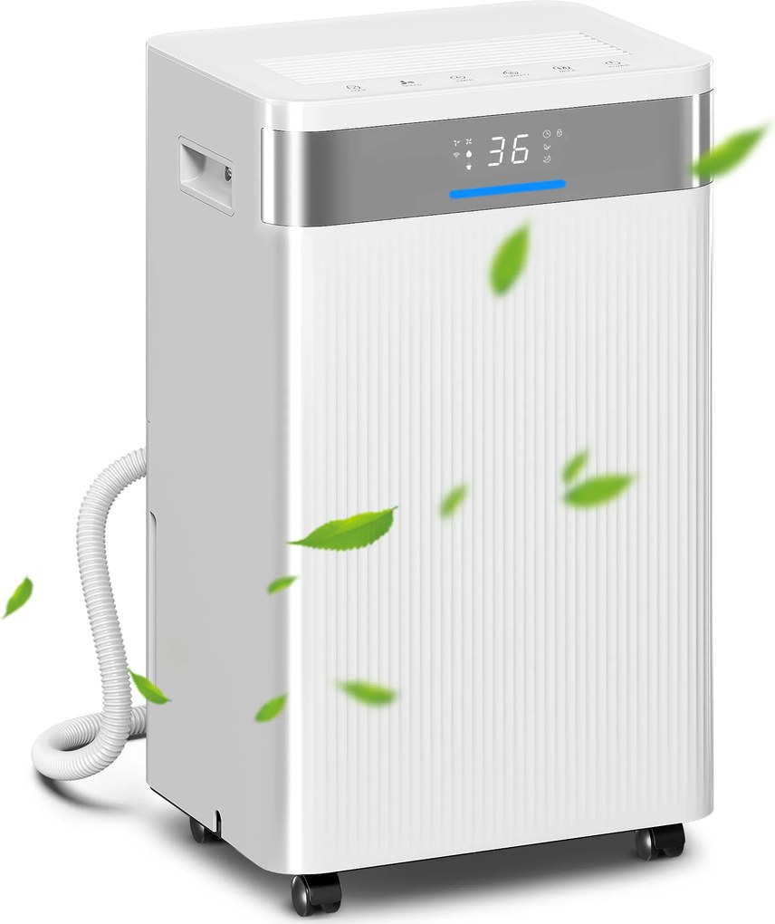 HOMCOM Dezumidificator, rezervor 4,5 L, temporizator 24 de ore, afișaj LED, plastic, alb | Aosom Romania