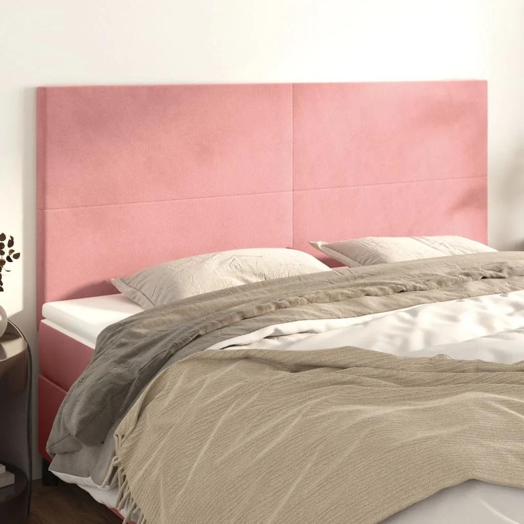 3116111 vidaXL Tăblii de pat, 4 buc, roz, 80x5x78/88 cm, catifea