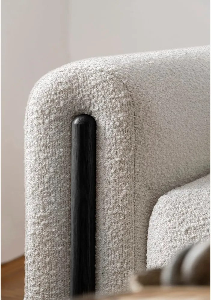 Canapea grej extensibilă/cu spațiu de depozitare cu tapițerie din țesătură bouclé 244 cm Arcadova – ELTAP