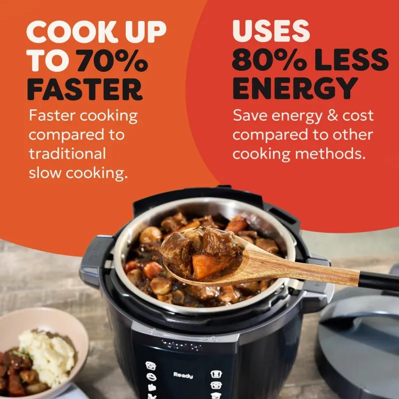 Multicooker Instant Pot Pro Max 60 WiFi, 1200W, 5.7 L, 10 programe, Nutriboost, control WiFi, afișaj LCD, oțel inoxidabil, negru