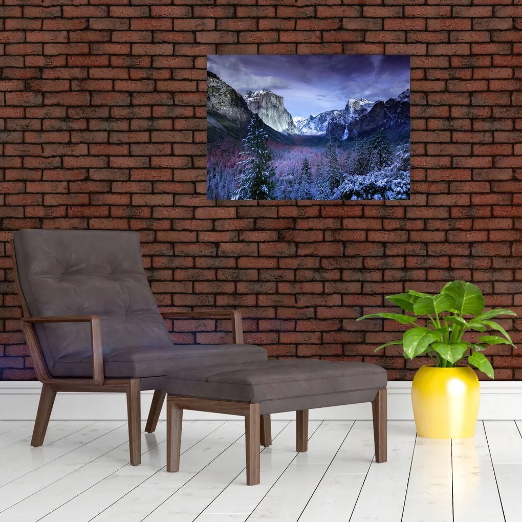 Tablou cu peisaj montan iarna (70x50 cm)