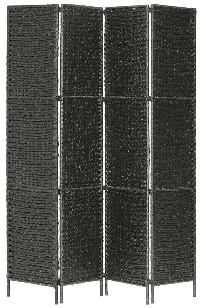 247349 vidaXL Paravan cameră cu 4 panouri, negru, 154x160 cm, zambilă de apă