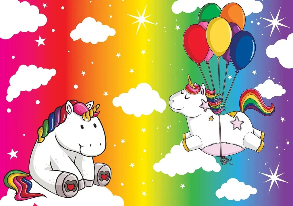 Fototapet - Unicorn - curcubeu (254x184 cm), în 8 de alte dimensiuni noi