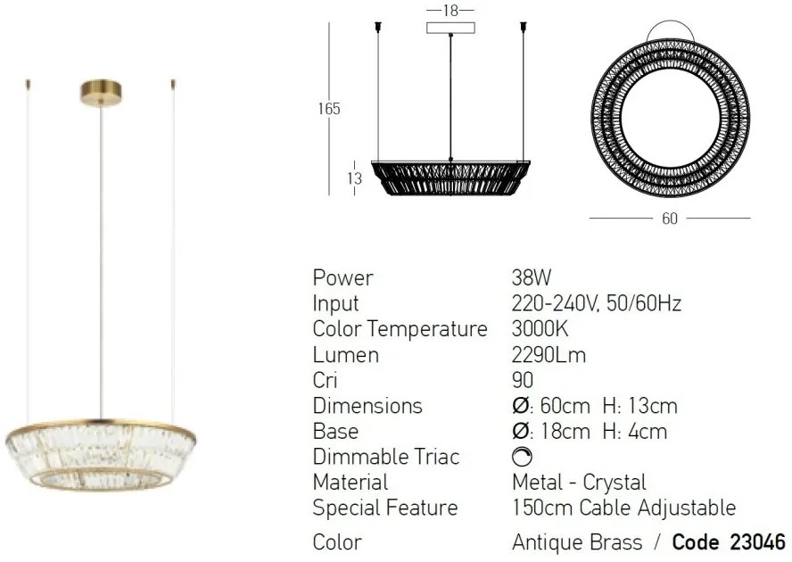 Lustra LED dimabila design elegant Luxury D-60cm