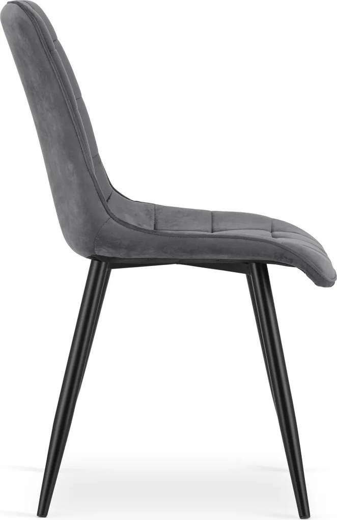 Scaun de masa SPLIT VELVET cu picioare negre, gri inchis