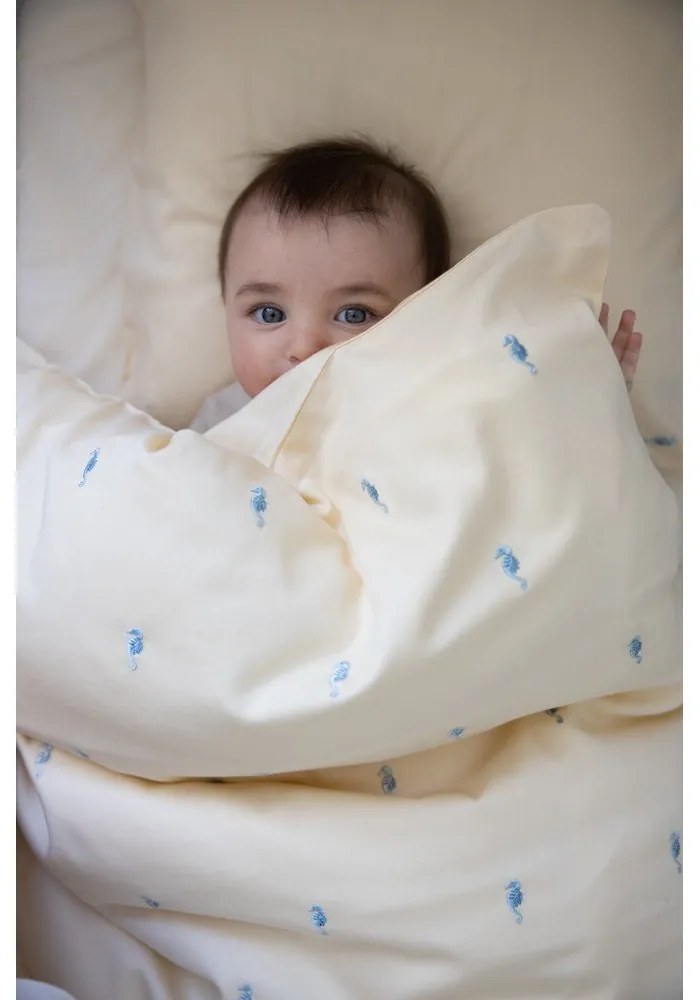 Lenjerie de pat pentru copii, galben-deschis din bumbac organic pentru pătuț 70x100 cm Sea Garden – Cam Cam Copenhagen