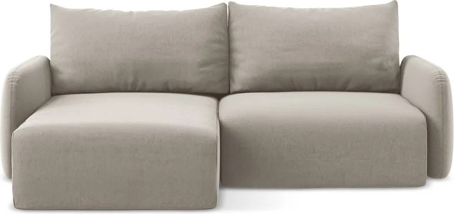 Colțar taupe extensibil/cu spațiu de depozitare cu tapițerie din catifea (cu colț pe partea stângă/cu șezlong) Kalena – Makamii