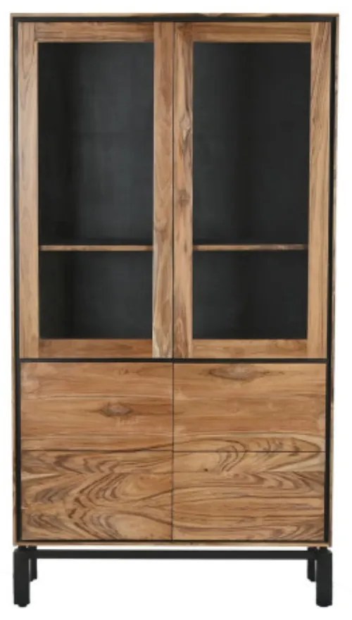 Vitrina, natur, din lemn de tec si acacia, Everly