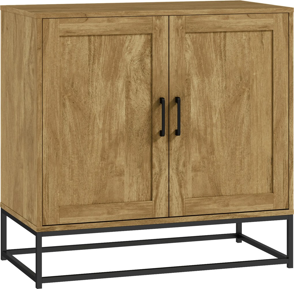 HOMCOM Bufet de Bucătărie cu 2 Nivele și Raft Reglabil, Mobilier din Pal Melaminat și Oțel, 80x40x78 cm, Lemn Natural | Aosom Romania