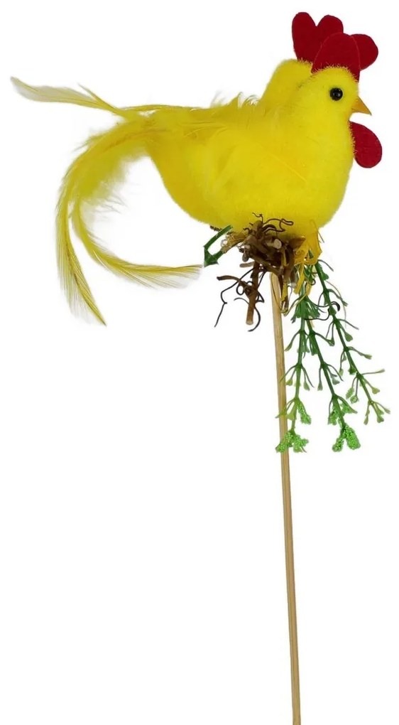 Cocoș și găină, 30 x 8 cm, galben