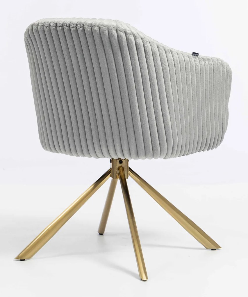 HR832 BAZĂ STEA Scaun Gri Teddy Cord cu Bază Aurie
