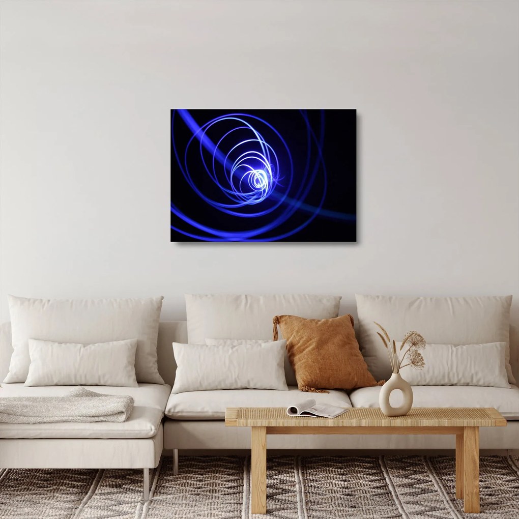 Tablou pe sticlă cu spirale albastre (70x50 cm)