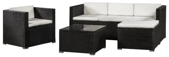 Juskys Set ratan de gradina Punta Cana L - perne negre/crem