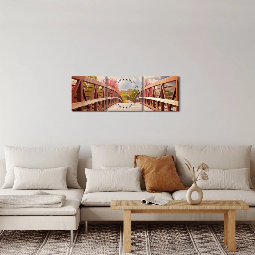 Tablou - pod din lemn (cu ceas) (90x30 cm)